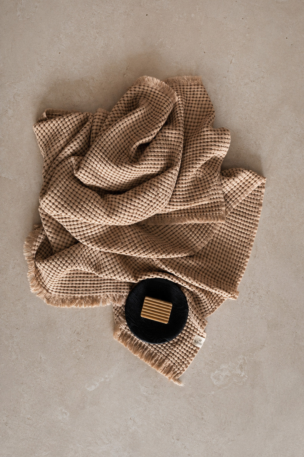 Eye Waffle Towel Beige