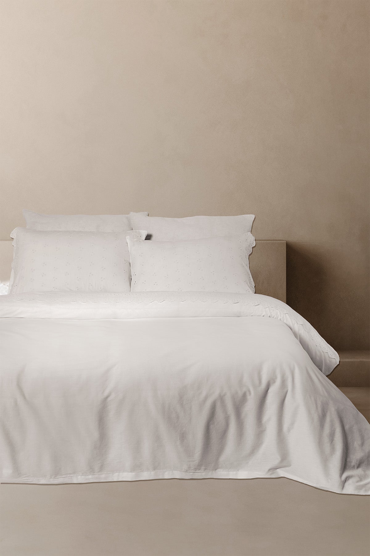 Eyelet Embroidered Duvet Cover White