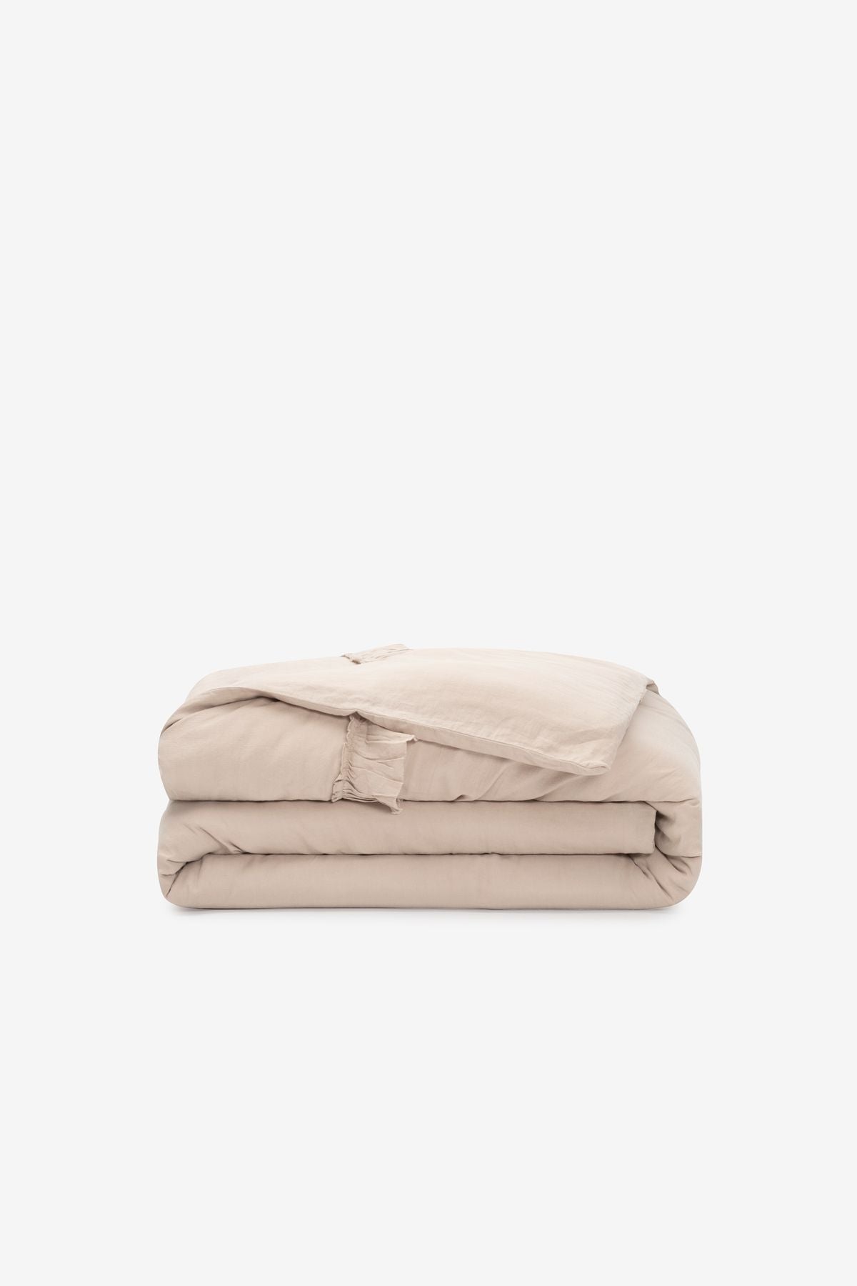 Frill Keten Nevresim Nougat