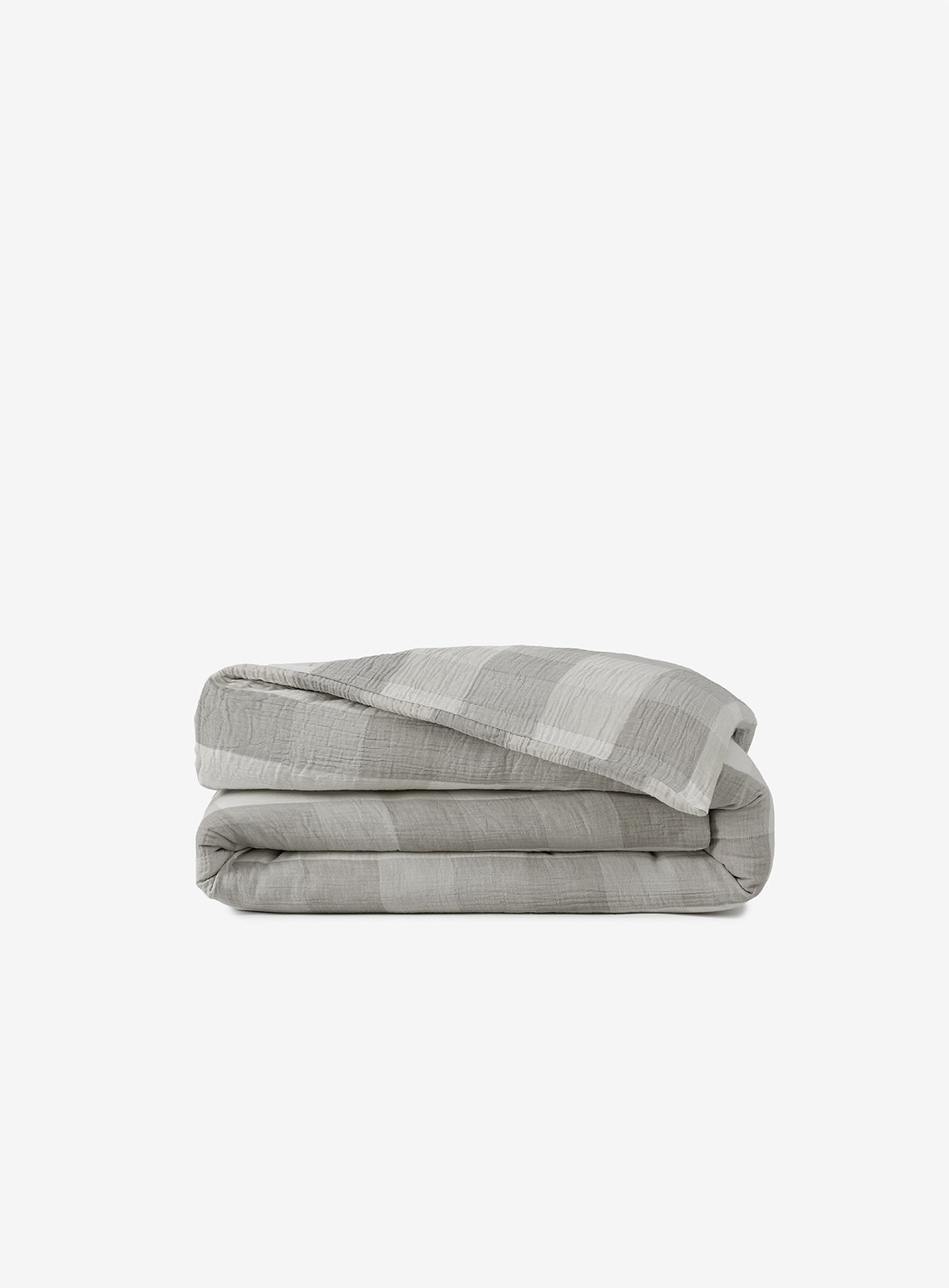 Gingham Gauze Duvet Cover Khaki / Sustained grey