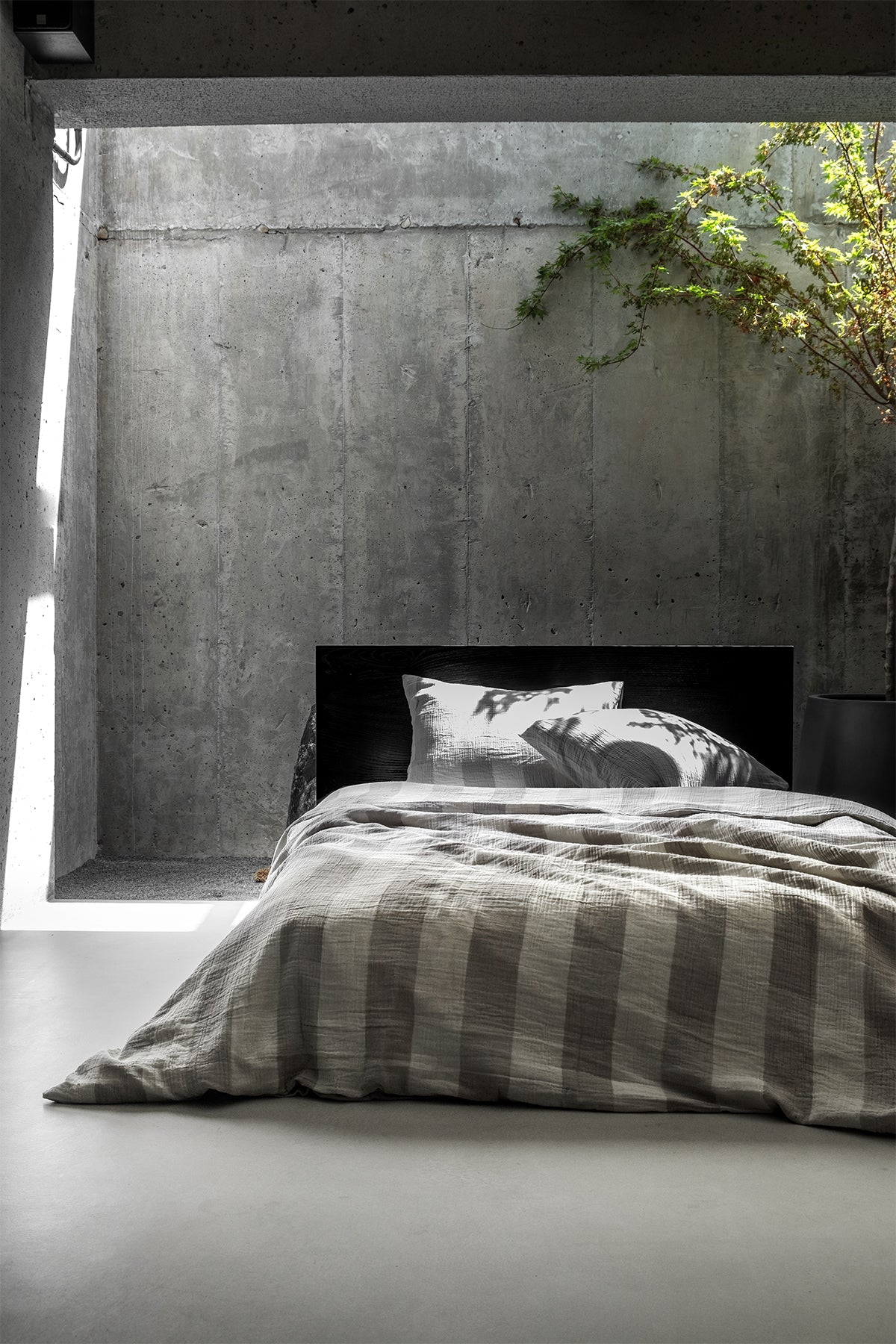 Gingham Gauze Duvet Cover Khaki / Sustained grey