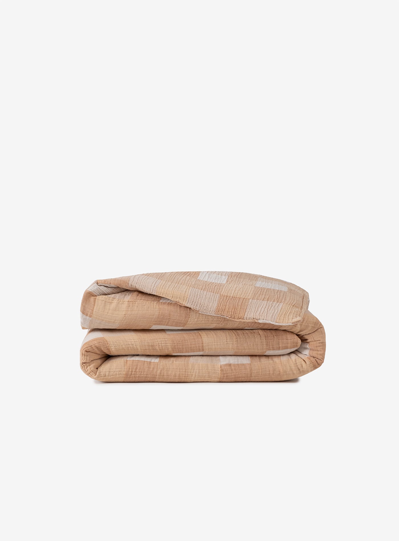 Gingham Gauze Duvet Cover Oak Buff / Rustic Caramel