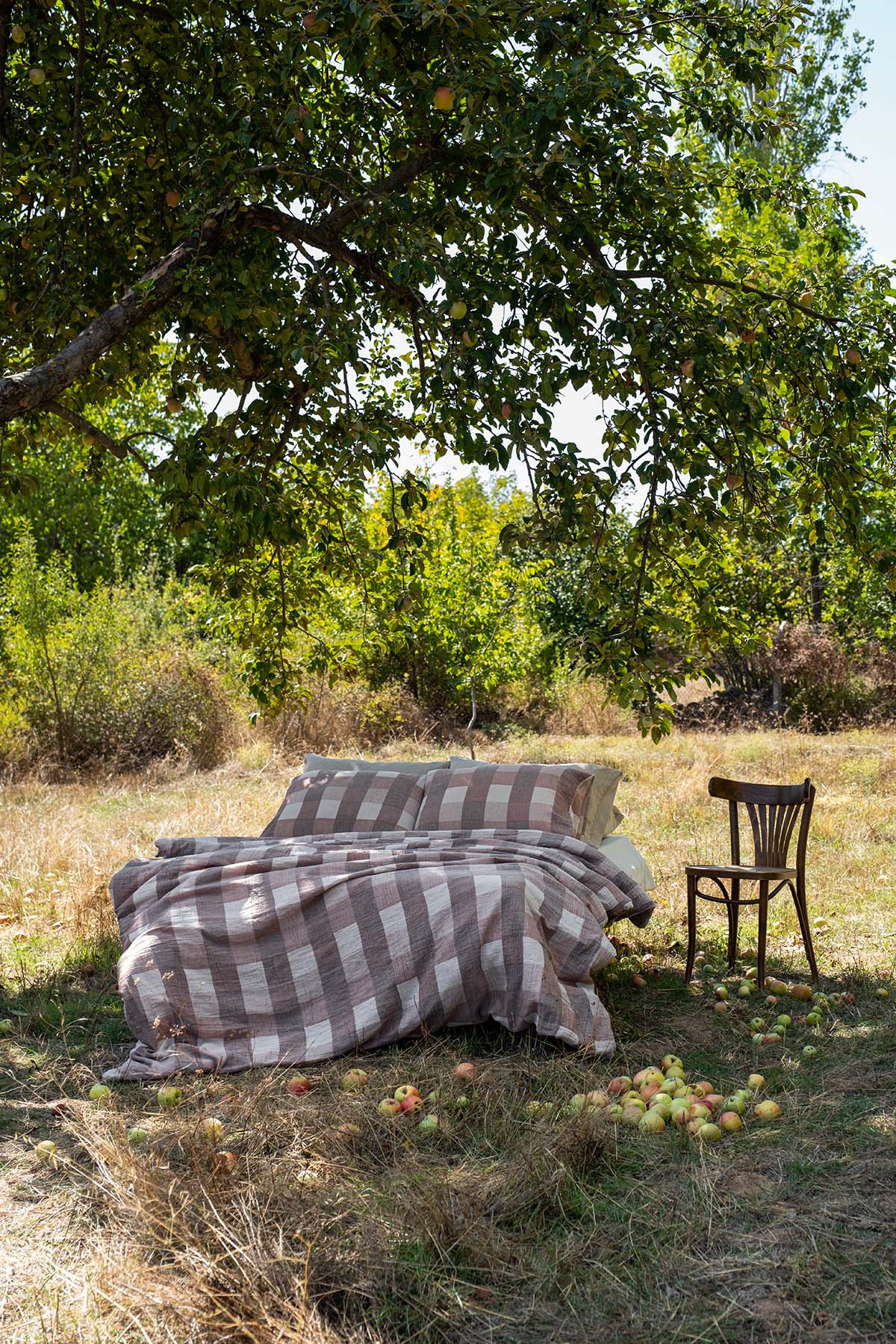 Gingham Gauze Duvet Cover Sepia / Rust