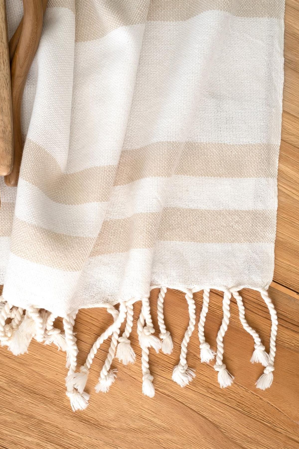 Simple Tassel 2'li Mutfak Havlusu Bej