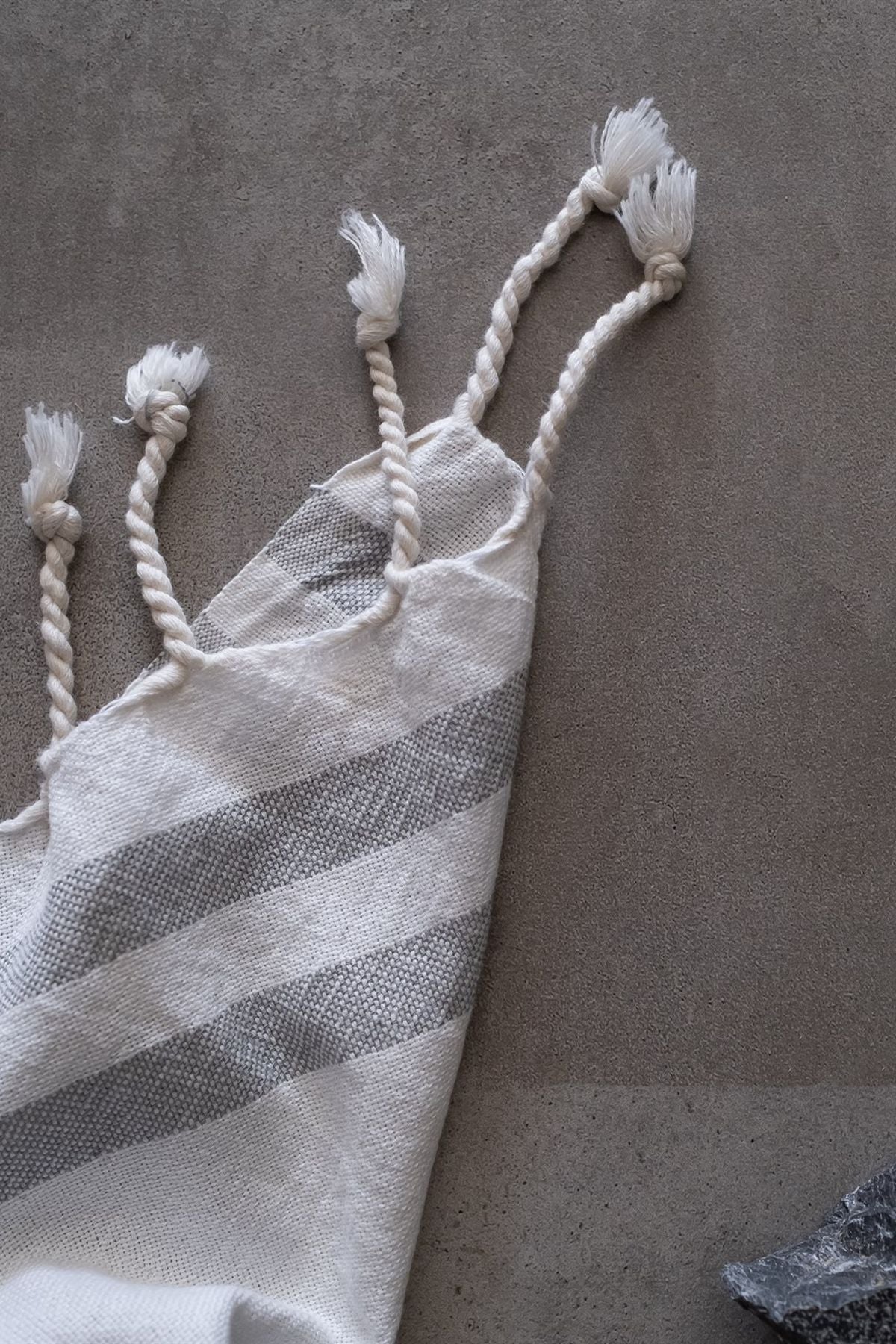 Simple Tassel 2'li Mutfak Havlusu Gri