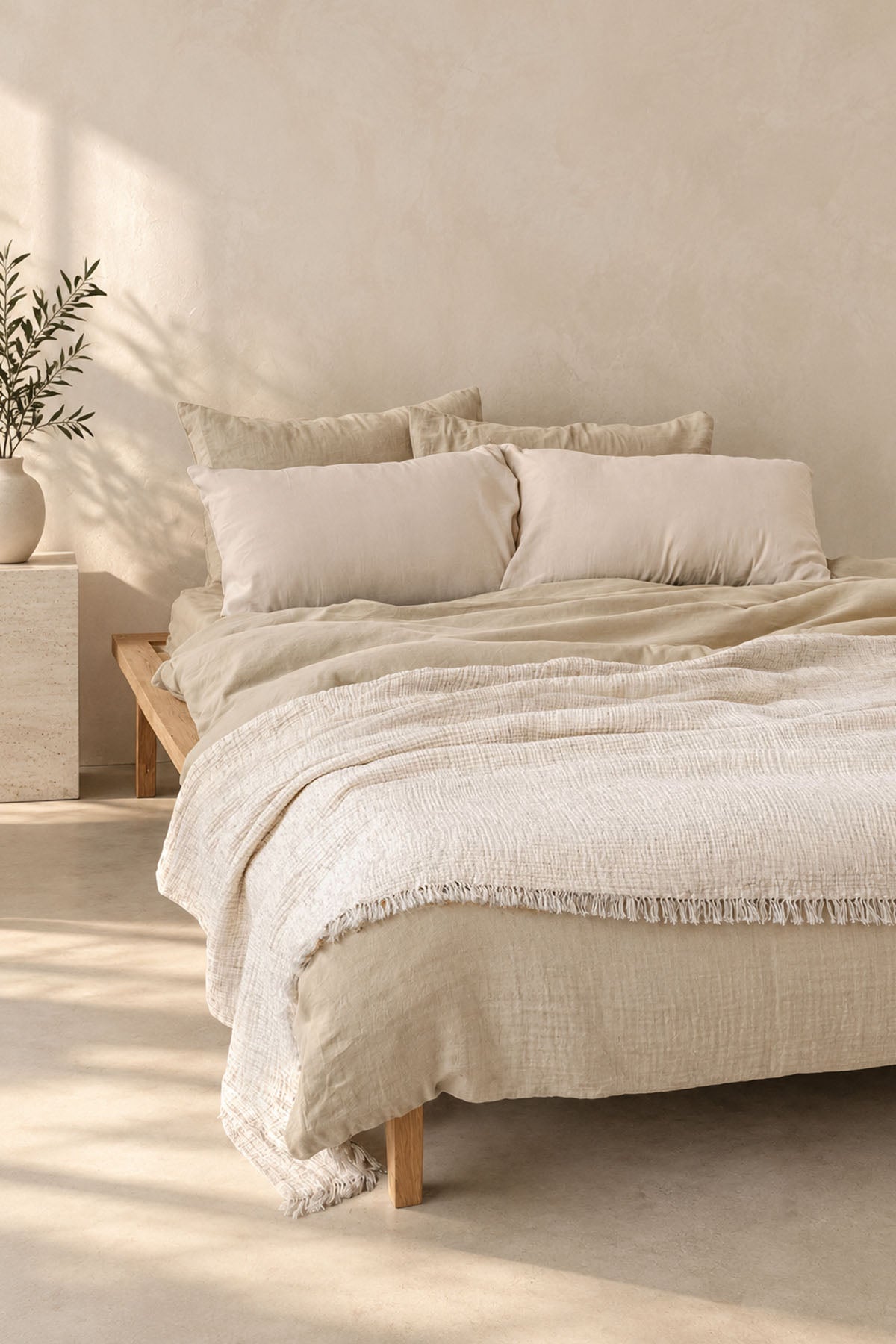 Haze Speckled Gauze Bed Cover