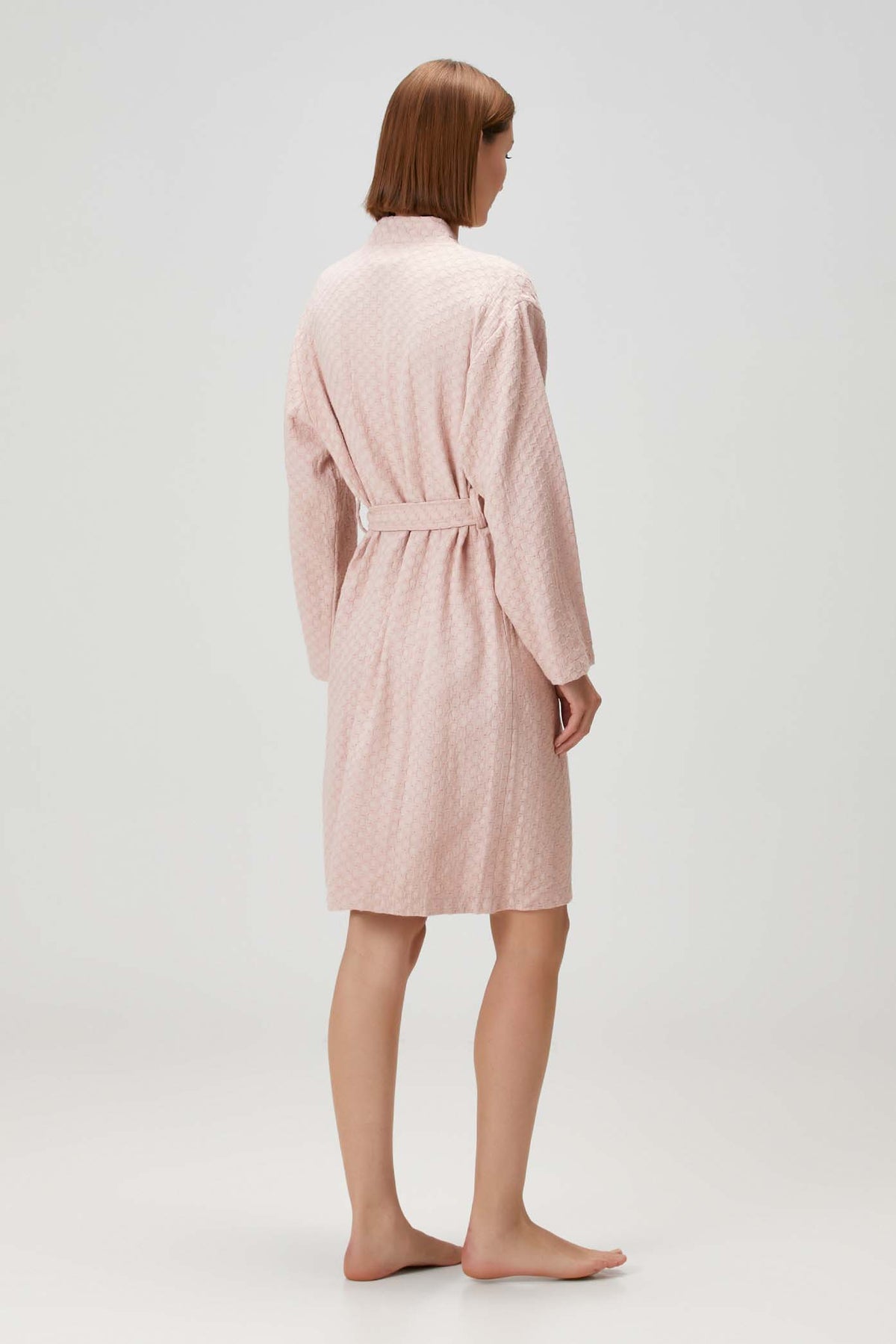 Honeycomb Waffle Cotton Robe Pink
