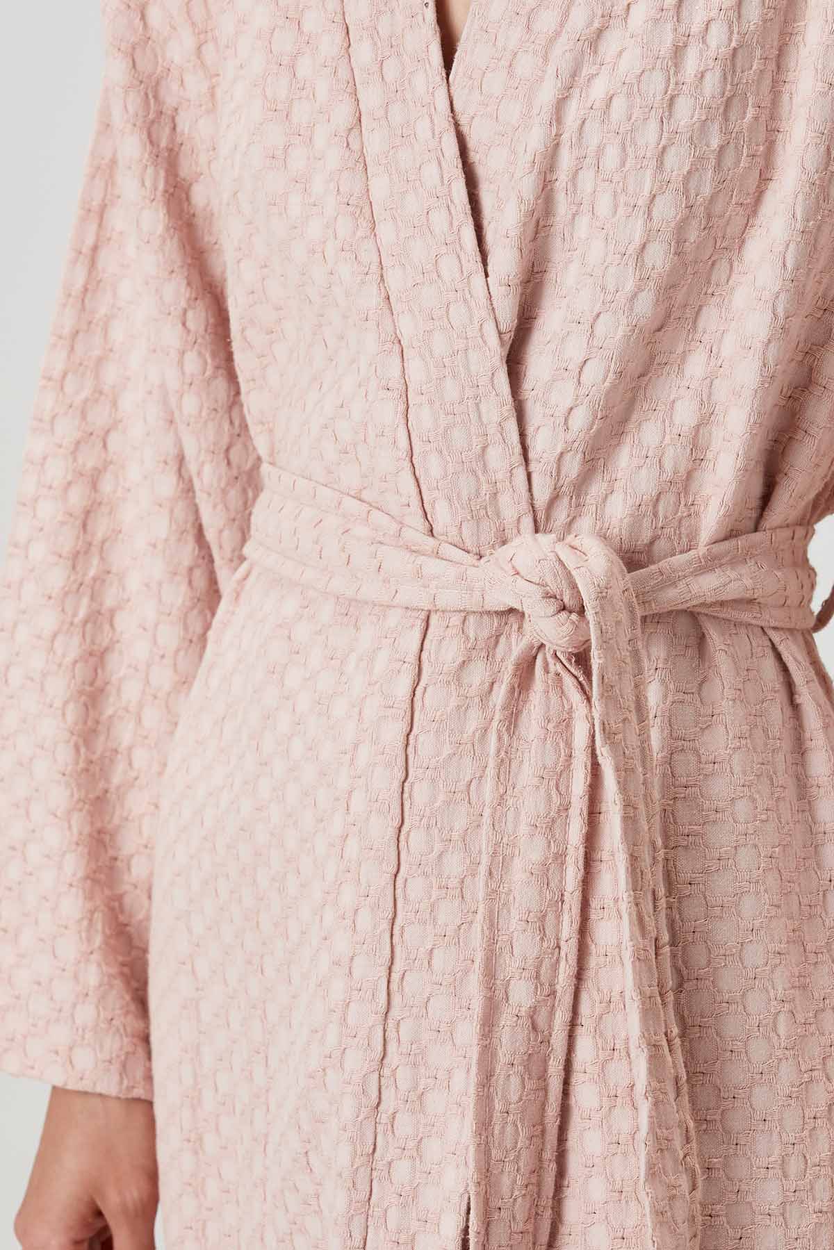 Honeycomb Waffle Cotton Robe Pink
