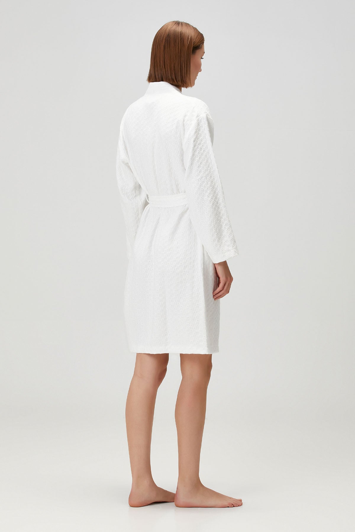 Honeycomb Waffle Cotton Robe White