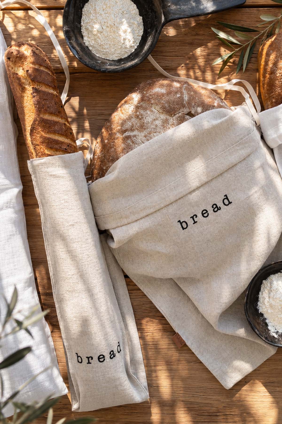 Linen Blend Baguette Bread Bag