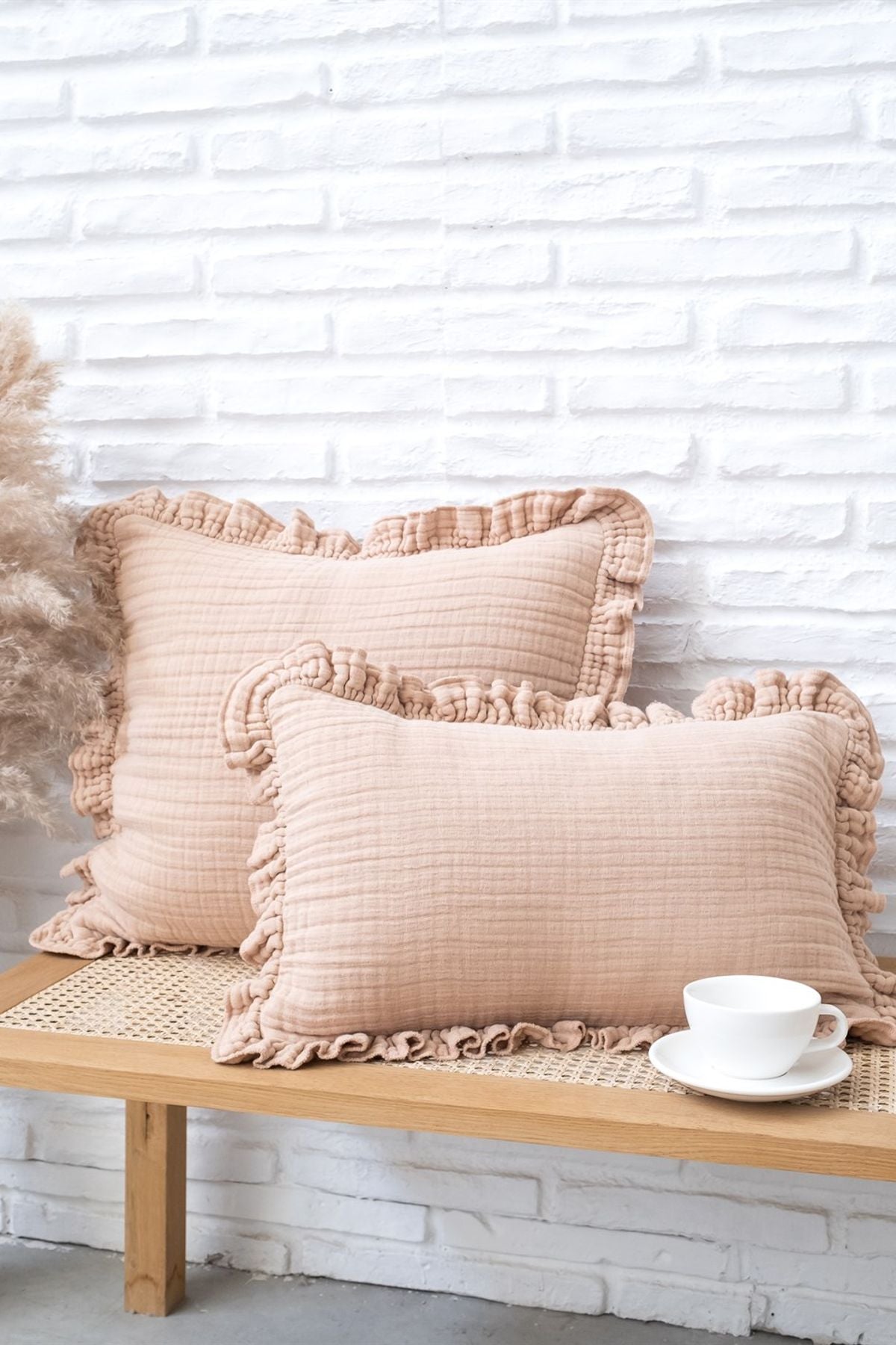 Linen Gauze Kırlent Kılıfı Cuban Sand