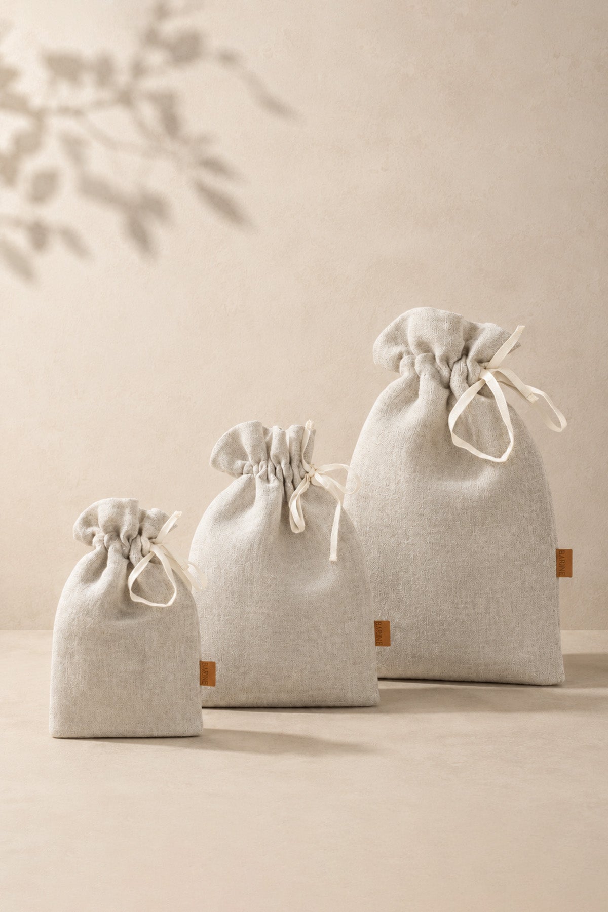 Linen Grain Bag Set Of 3 Natural