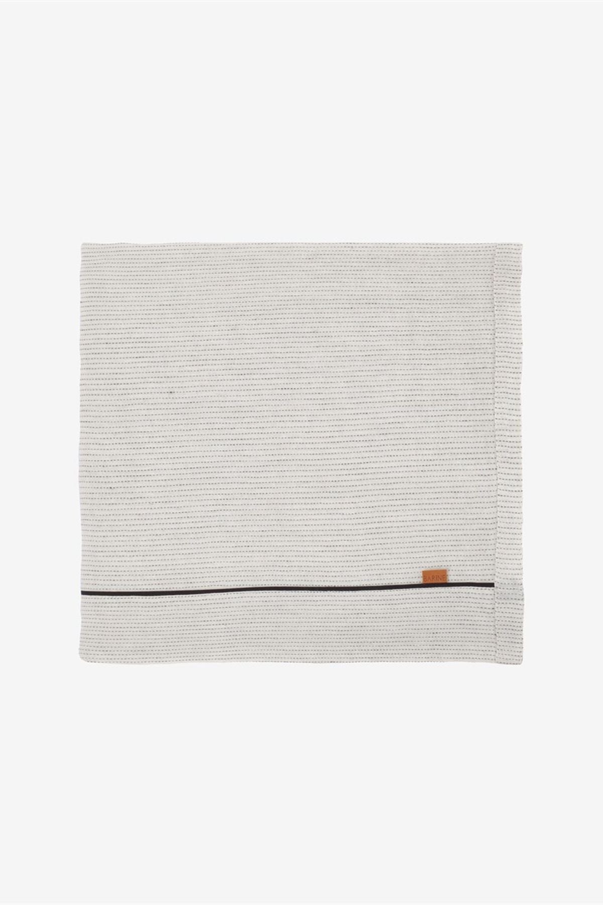 Linen Keten Masa Örtüsü Off White-Black Stripes