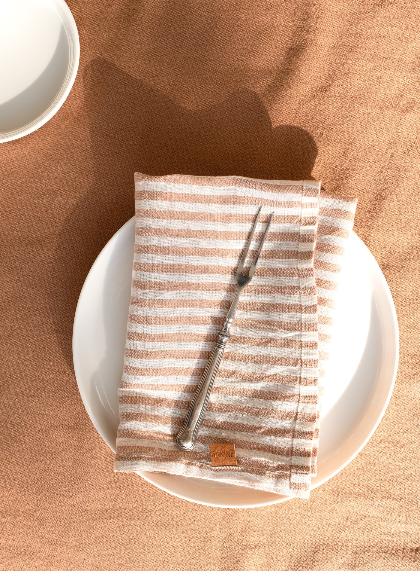 Linen Napkin Set Of 2 Stripe/Indian Tan