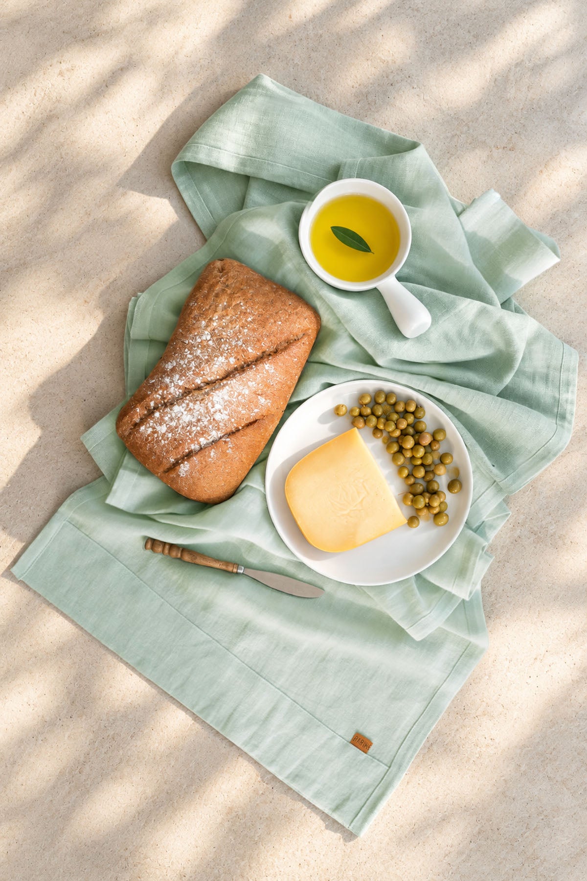 Linen Table Runner Frosty Green