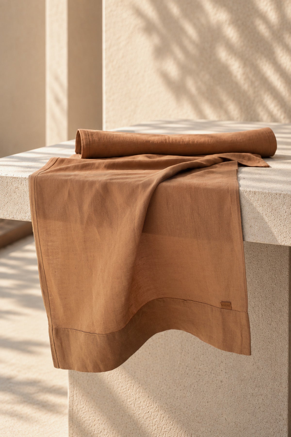 Linen Table Runner Indian Tan