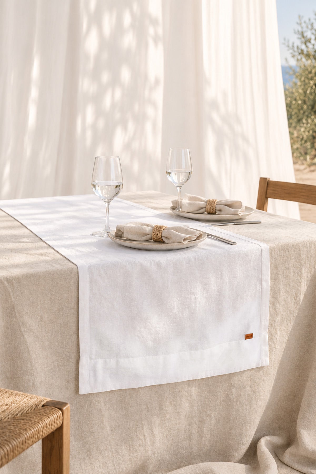 Linen Table Runner White