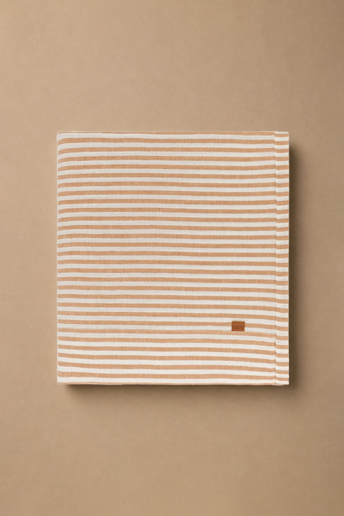 Stripe Linen Tablecloth İndian Tan