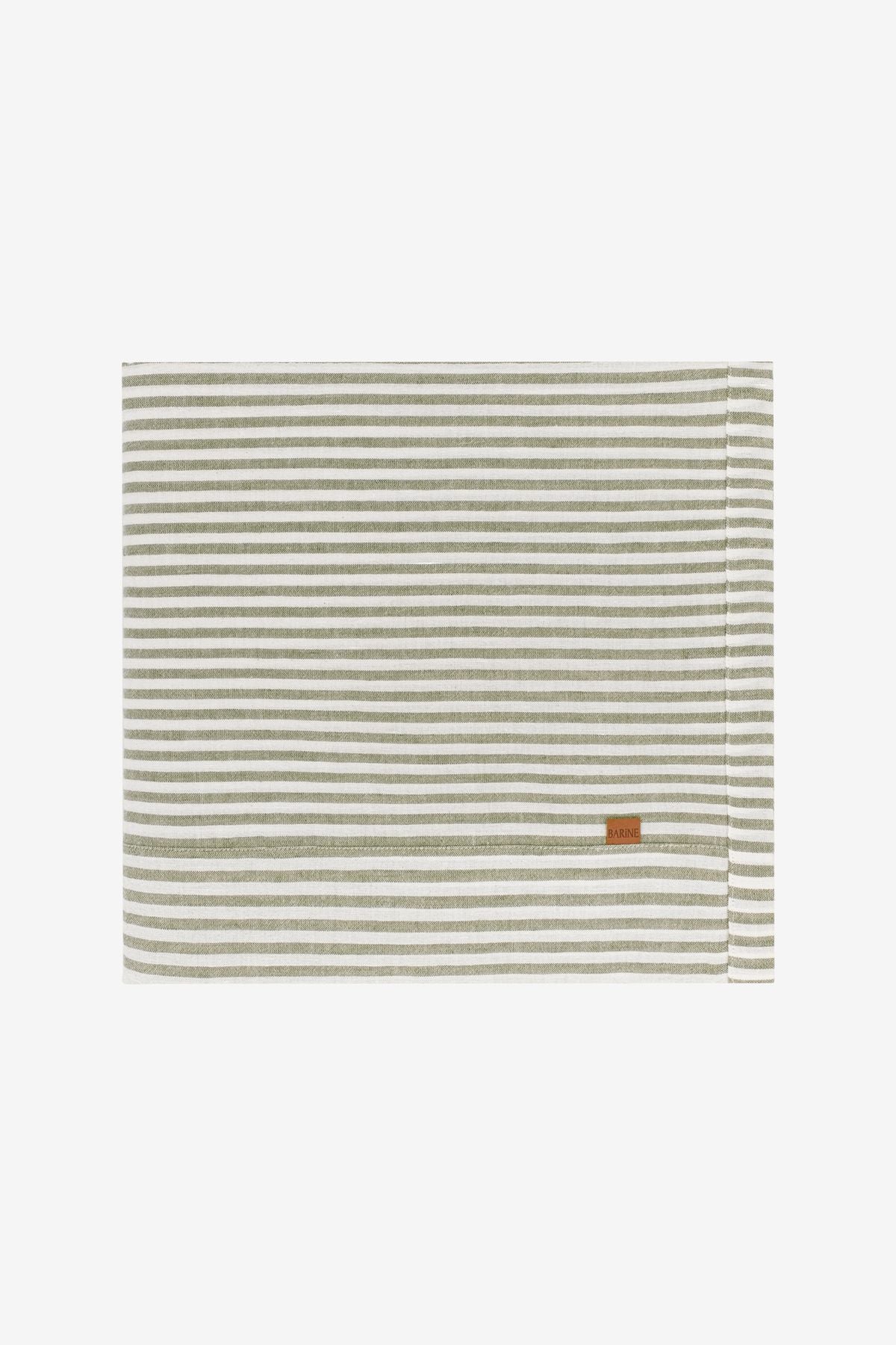 Linen Keten Masa Örtüsü Stripe Haki