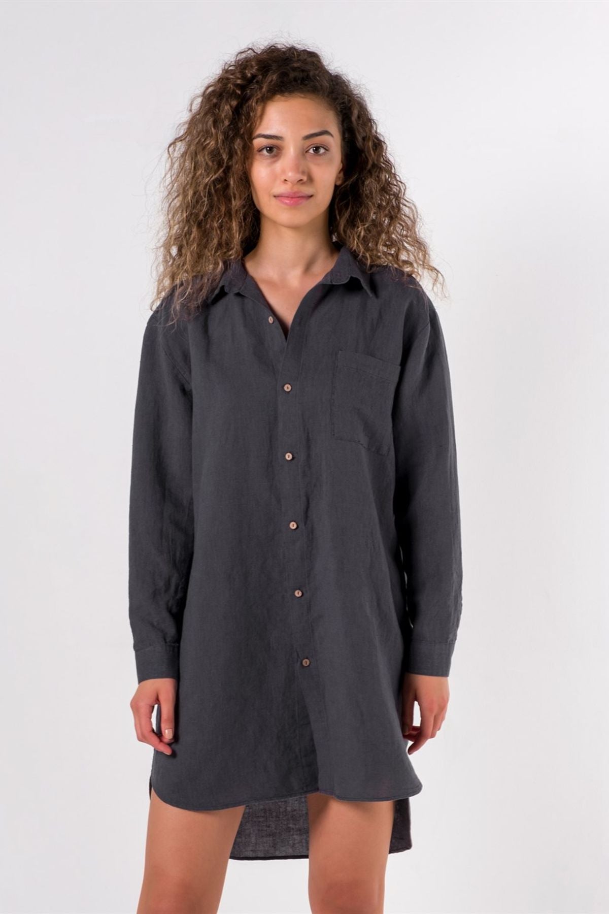 Lino Gömlek Elbise Antarasit