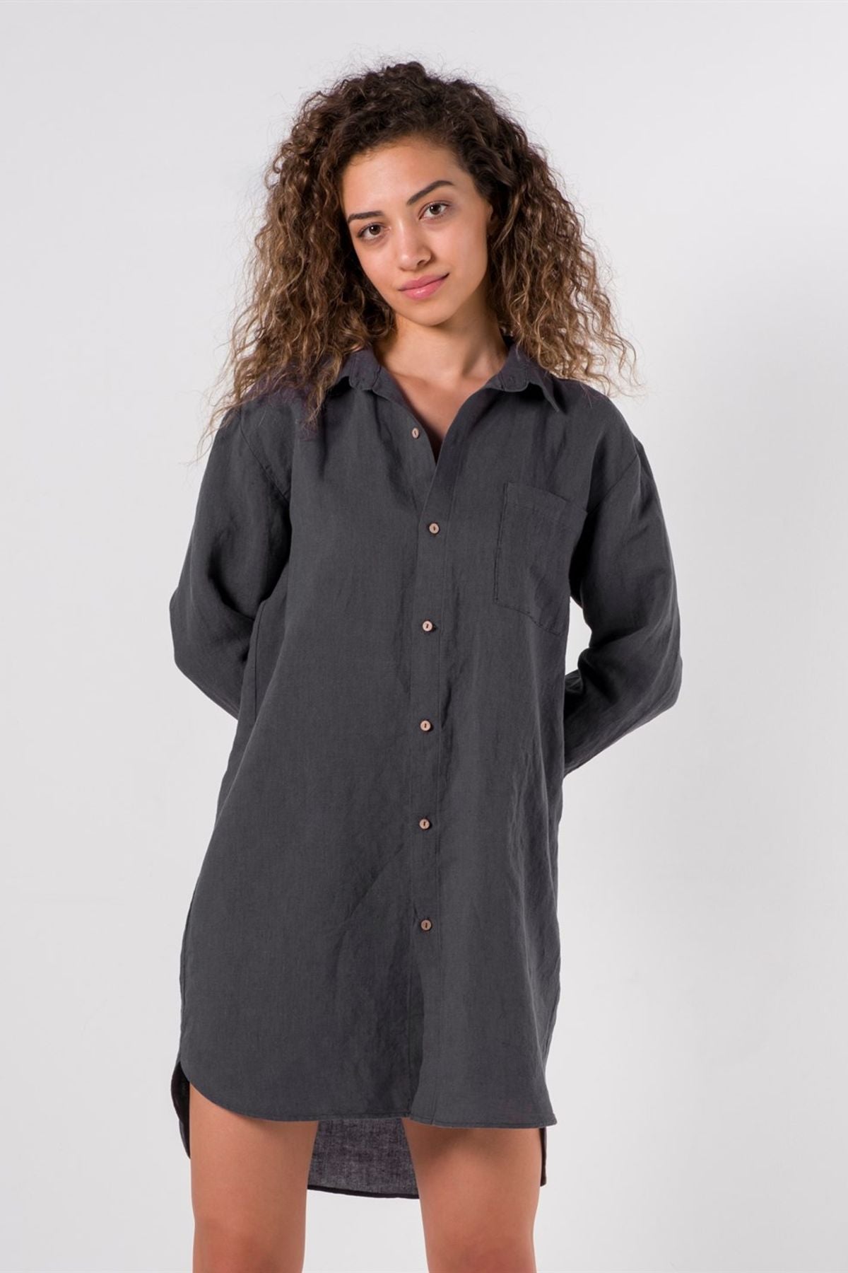 Lino Gömlek Elbise Antarasit