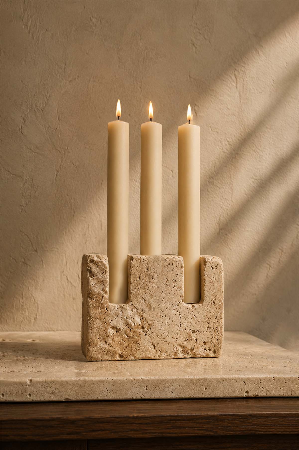Travertine Marble Candle Holder