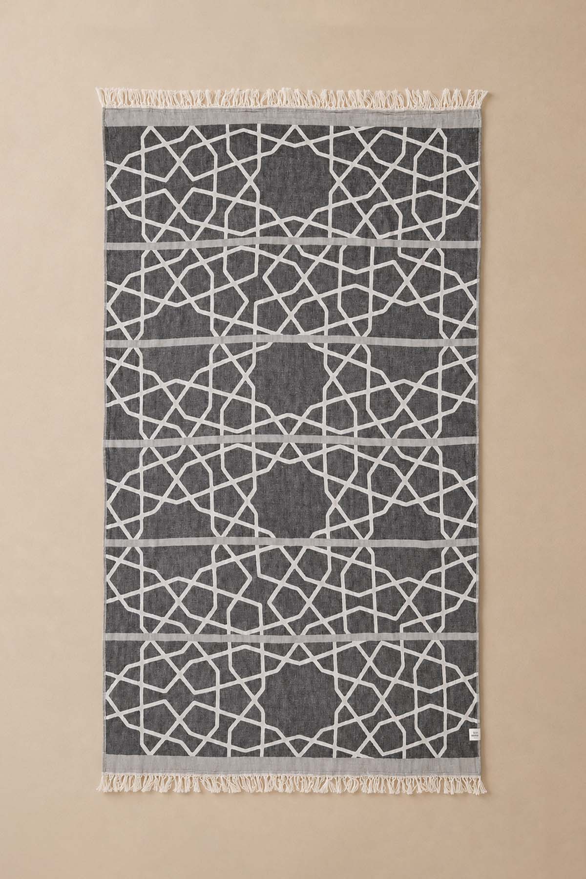 Marrakech Pestemal Turkish Towel Grey-Black with Carry Bag