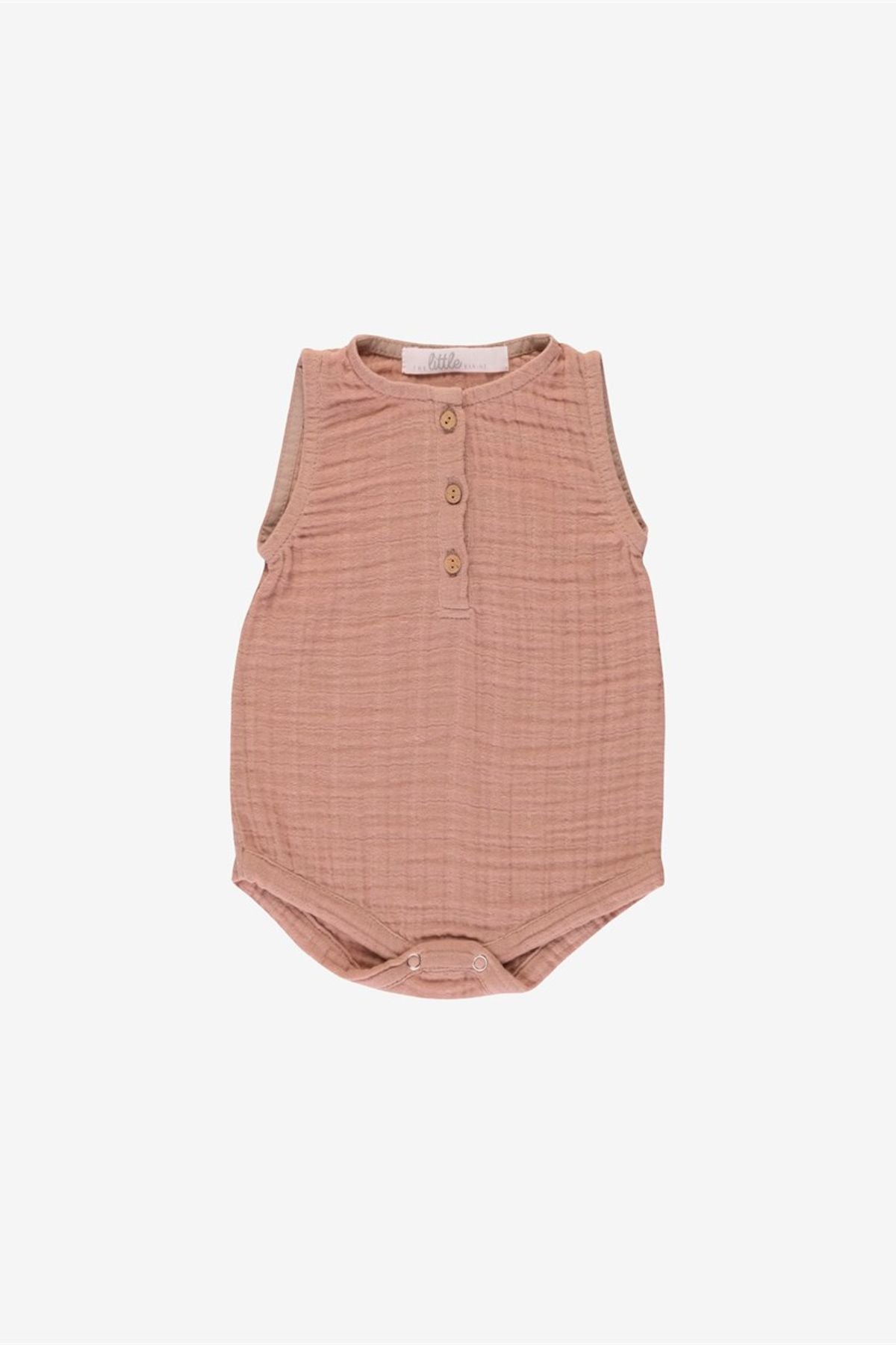 Müslin Bebek Alttan Çıtçıtlı Body Rugby Tan