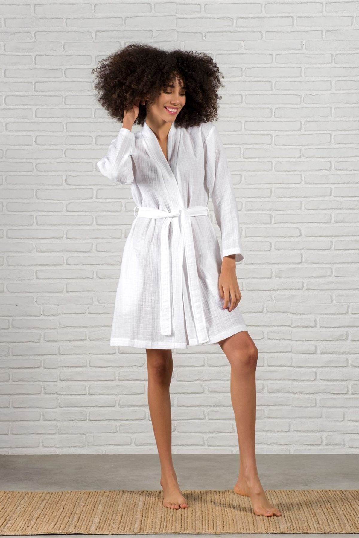 Müslin Bornoz Beyaz