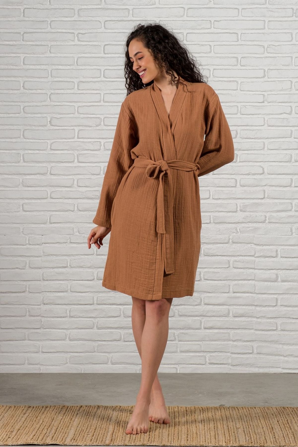 Müslin Bornoz İndian Tan