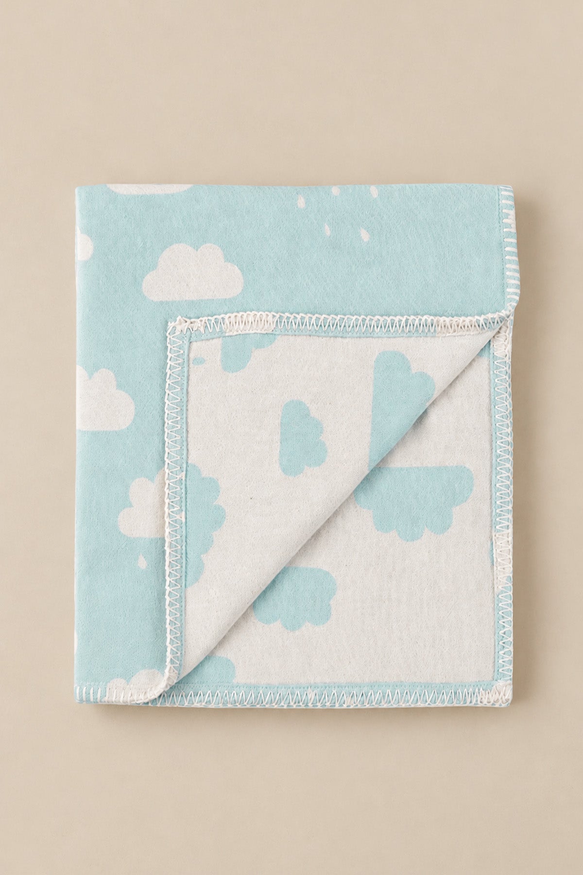Cloud Jacquard Cotton Baby Blanket Mint