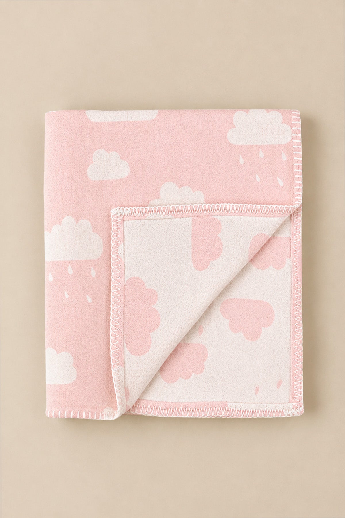 Cloud Jacquard Cotton Baby Blanket Pink