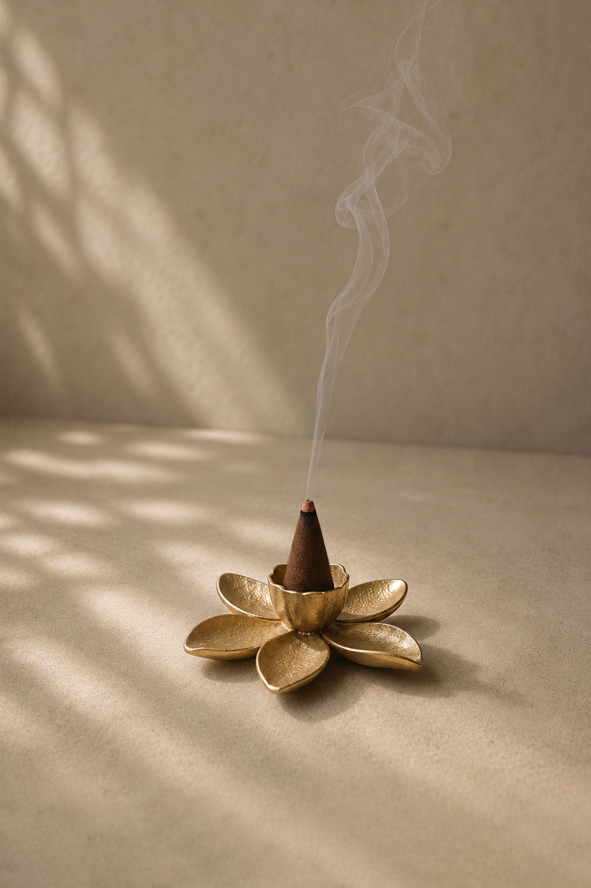 Orchid Flower Brass Incense Holder Decorative Object