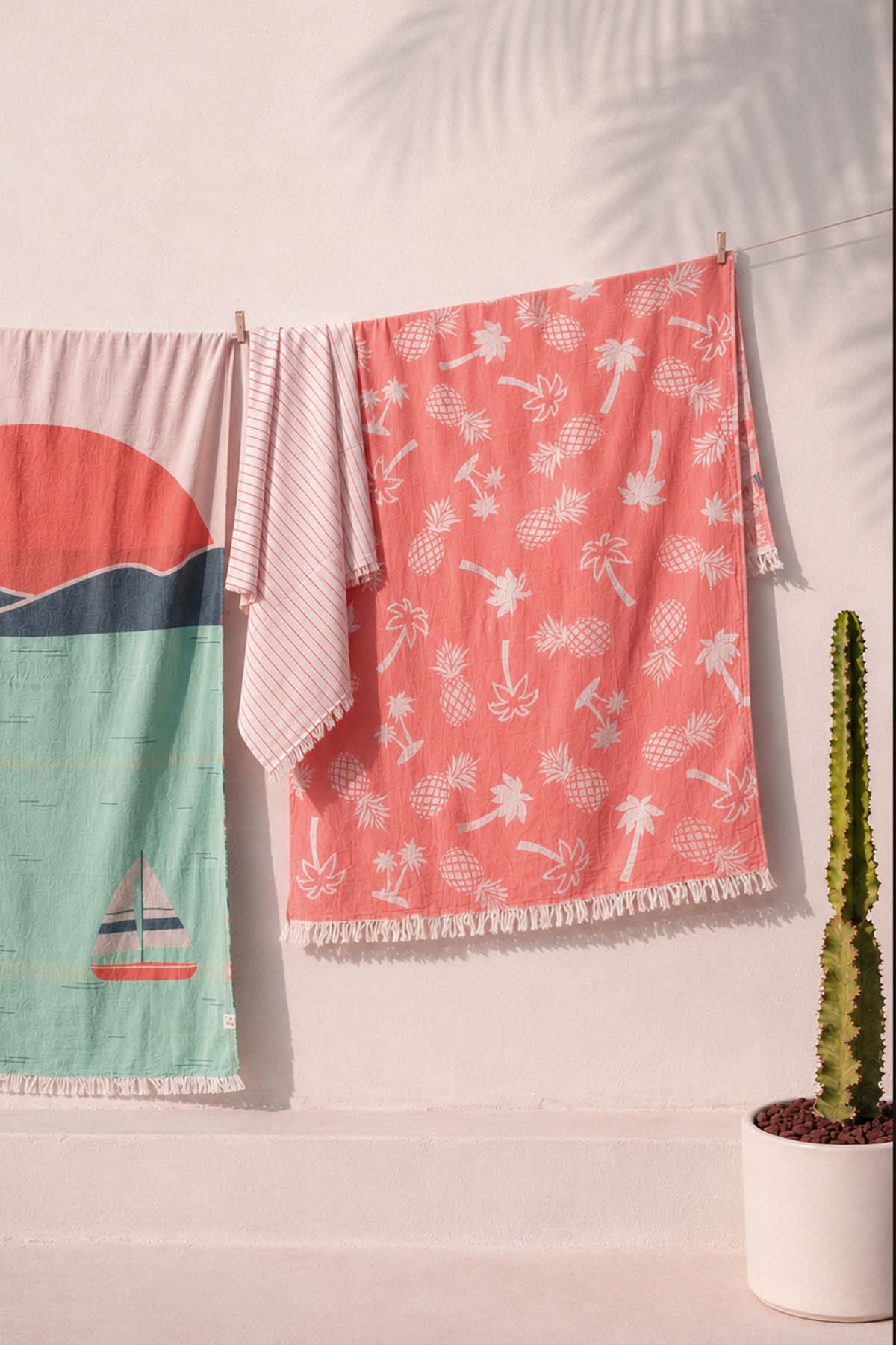 Palmsprings Jacquard Pestemal Turkish Towel w/ Carry Bag Orange