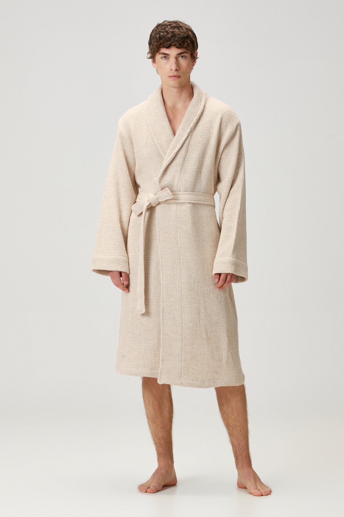 Pergamon Wool Blend Unisex Dressing Gown, Robe Beige
