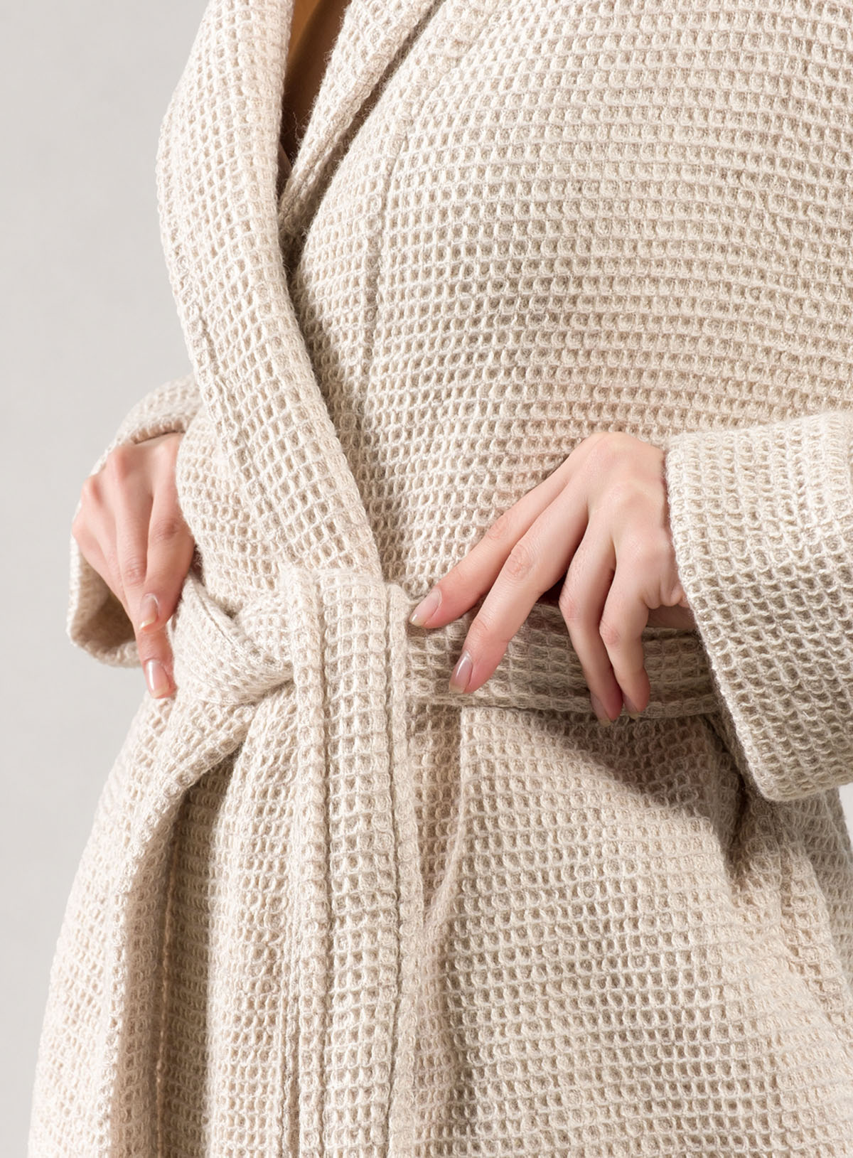 Pergamon Wool Blend Unisex Dressing Gown, Robe Beige