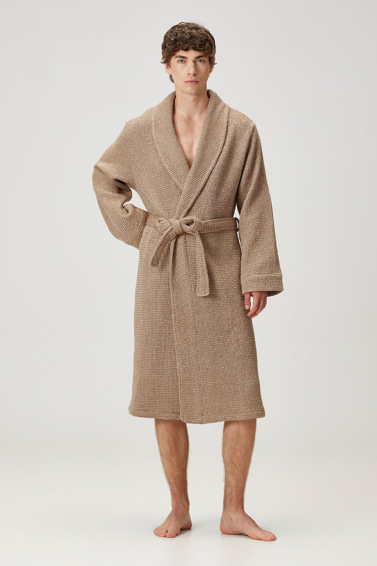 Pergamon Wool Blend Unisex Dressing Gown, Robe Camel