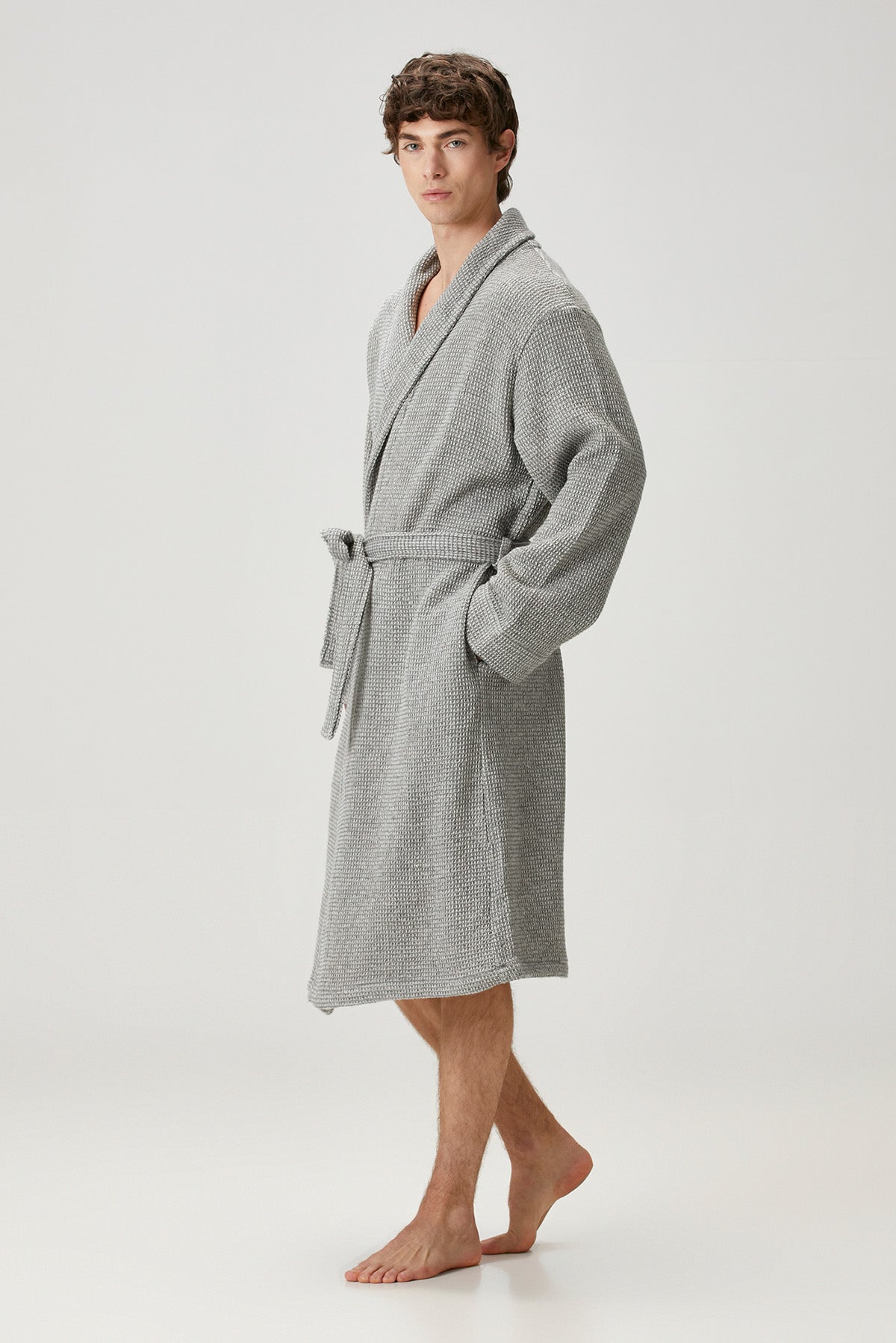Pergamon Wool Blend Unisex Dressing Gown, Robe Grey