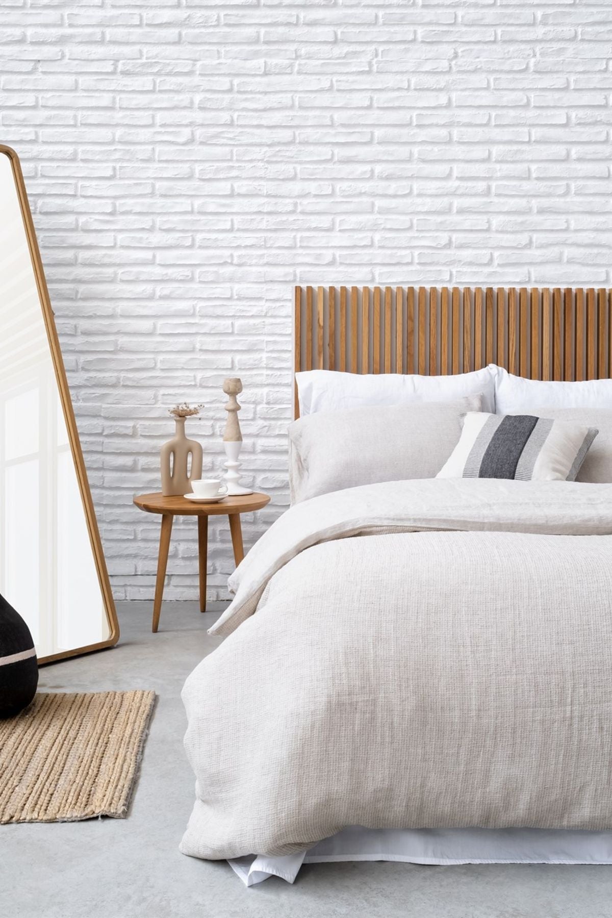 Linen Waffle Keten Nevresim Natürel