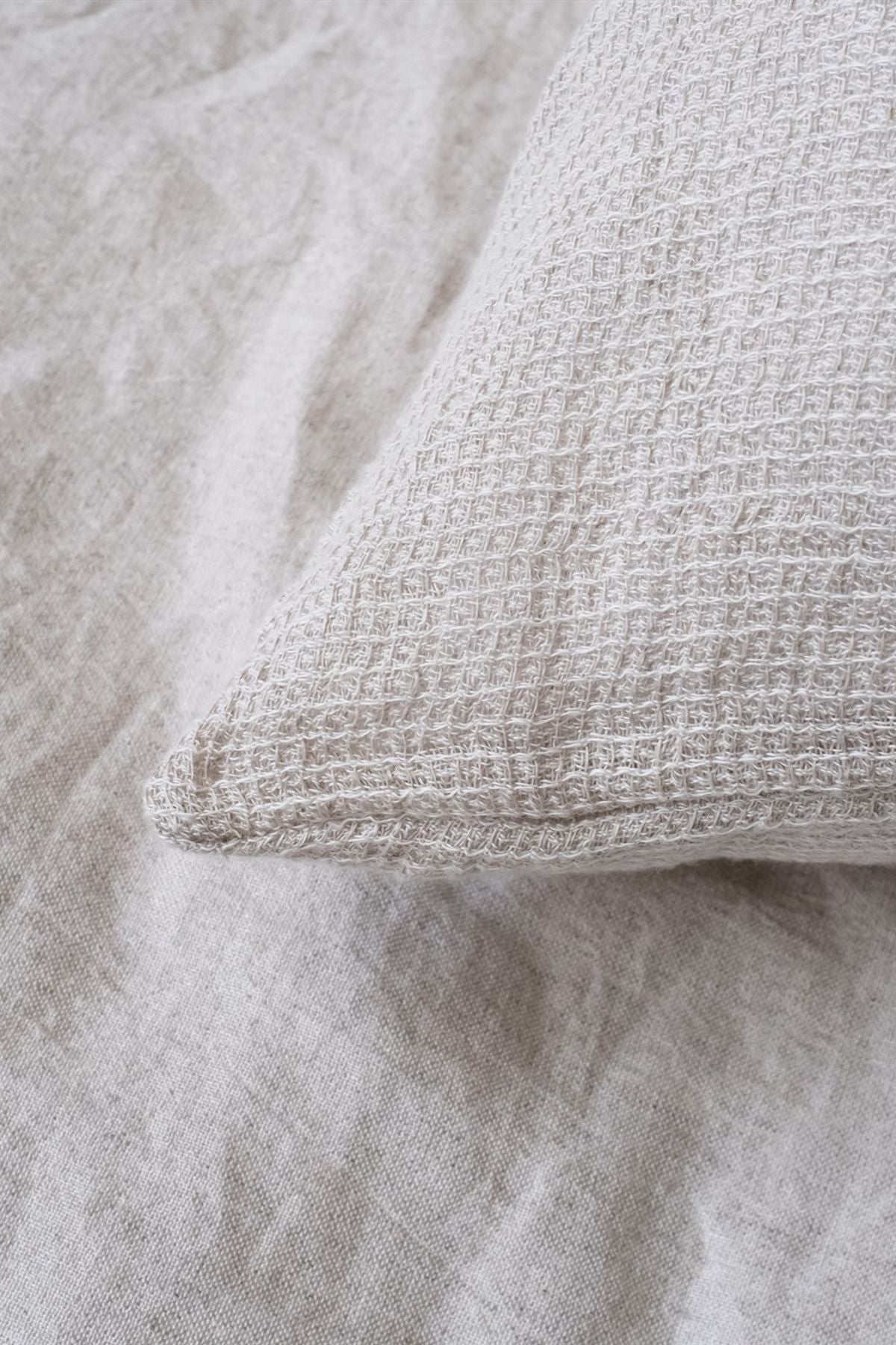Linen Waffle Keten Yastık Kılıfı 2'li Set Natürel