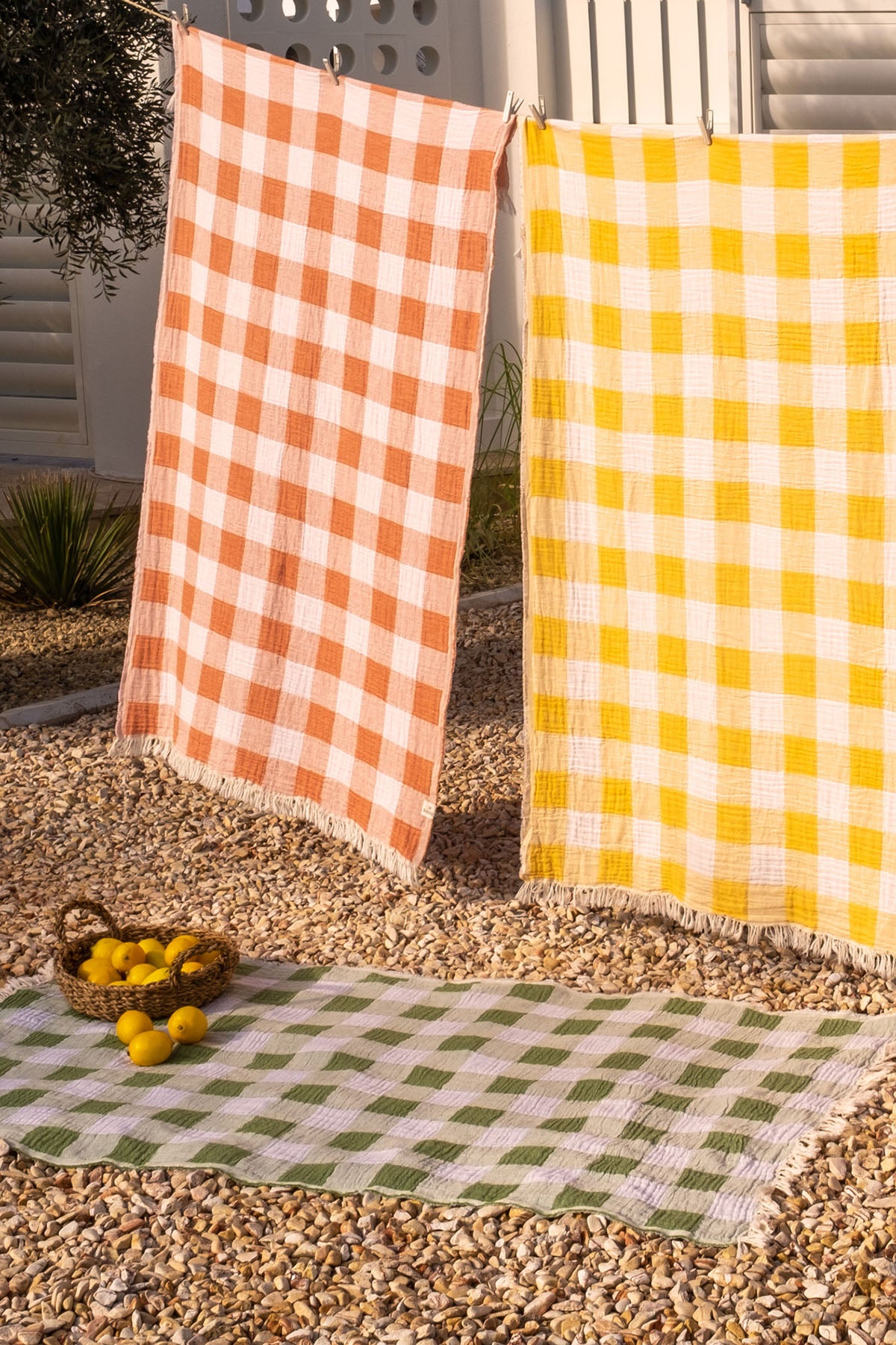 Plaid Pestemal, Turkish Towel Apricot