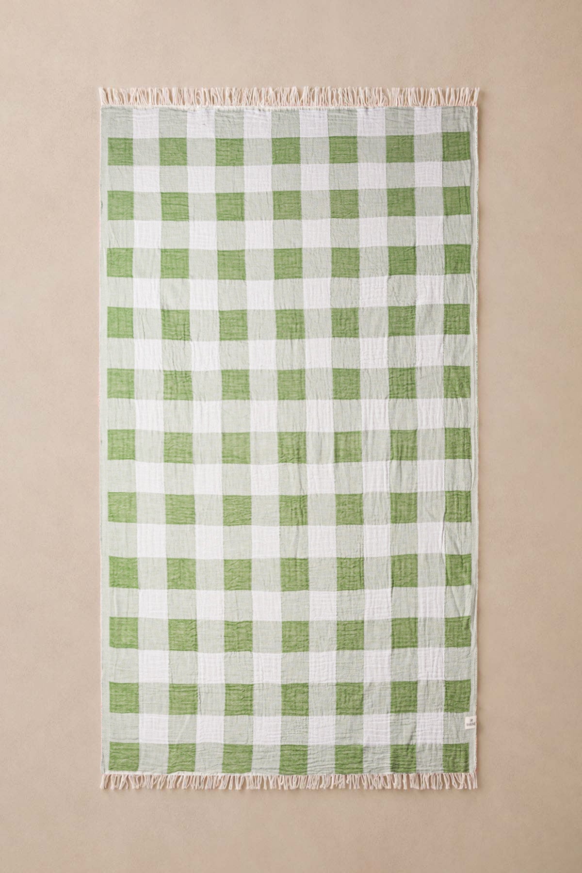 Plaid Pestemal, Turkish Towel Green