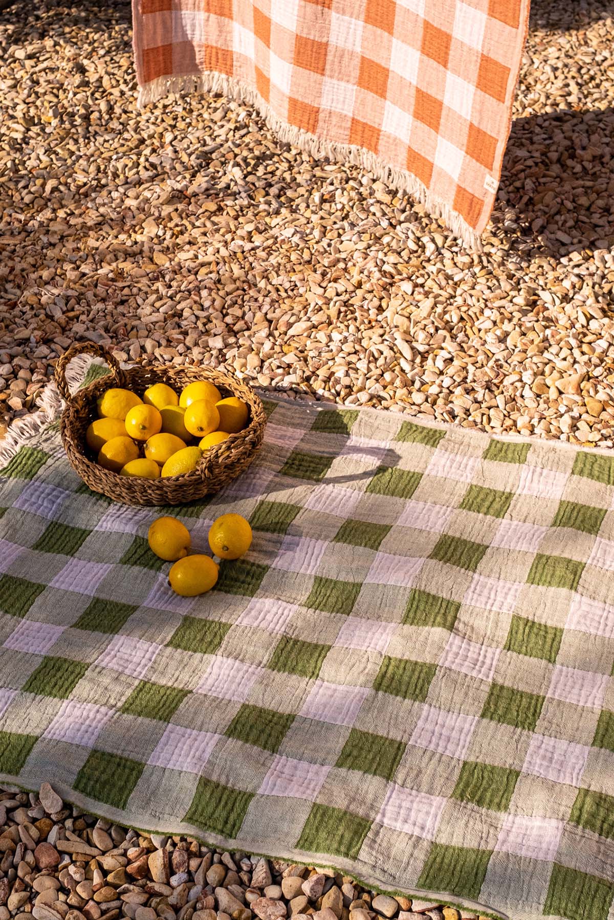 Plaid Pestemal, Turkish Towel Green