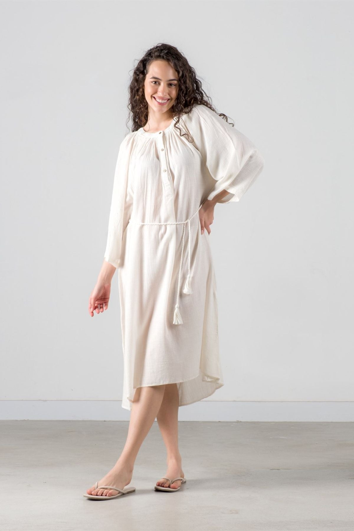 Poseidon Elbise (Düğmeli) Ekru