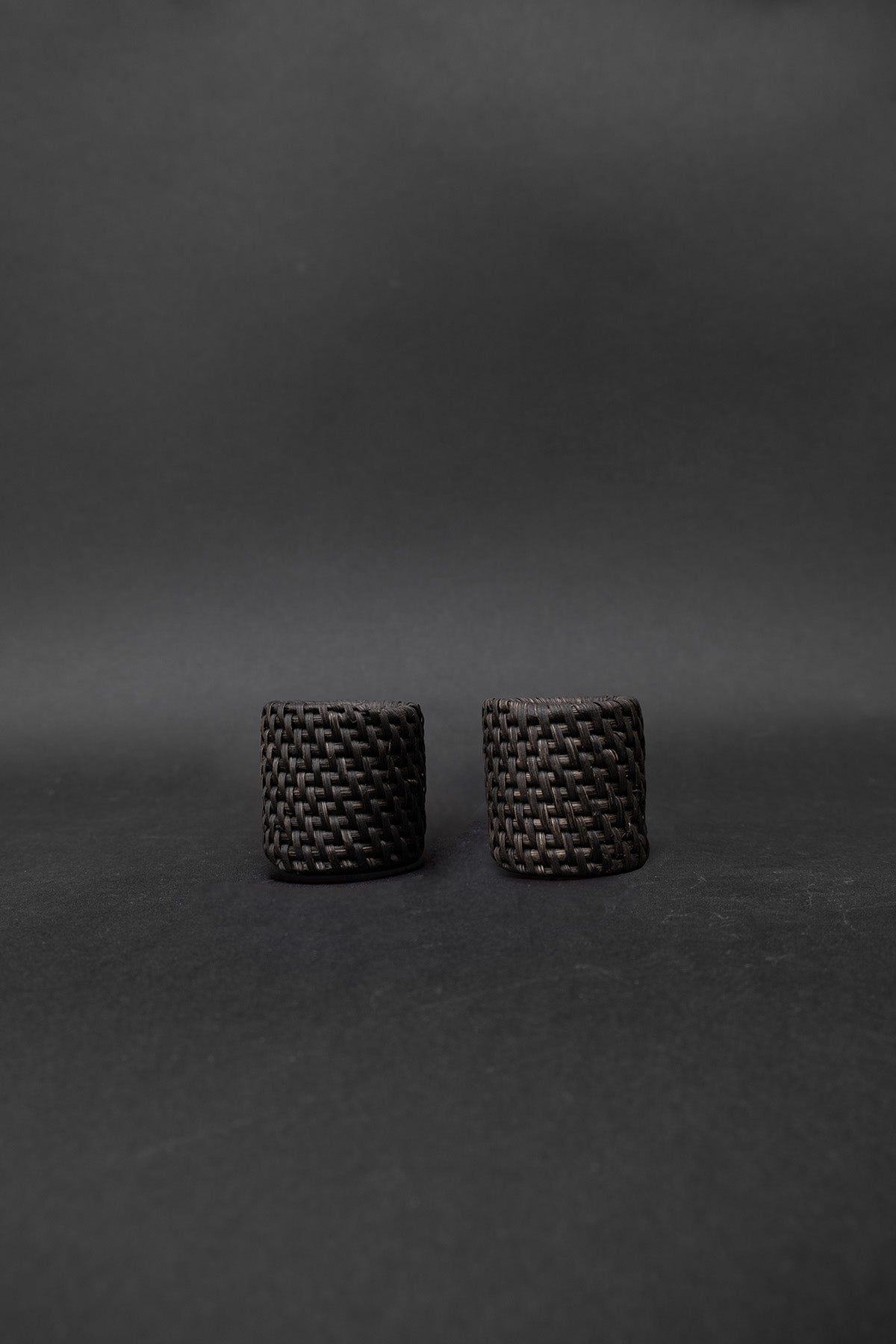 Rattan Napkin Ring Set of 2 Black