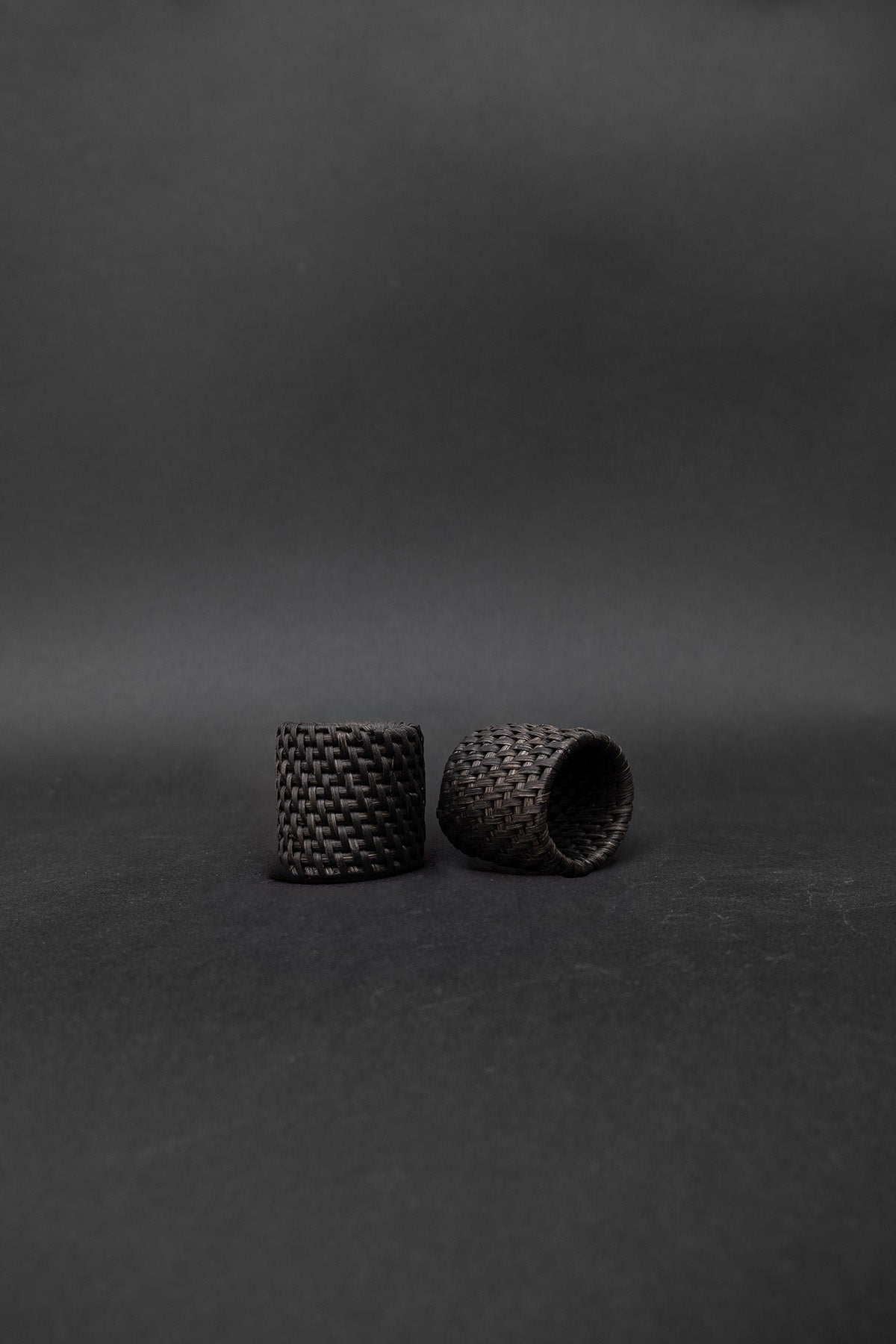 Rattan Napkin Ring Set of 2 Black