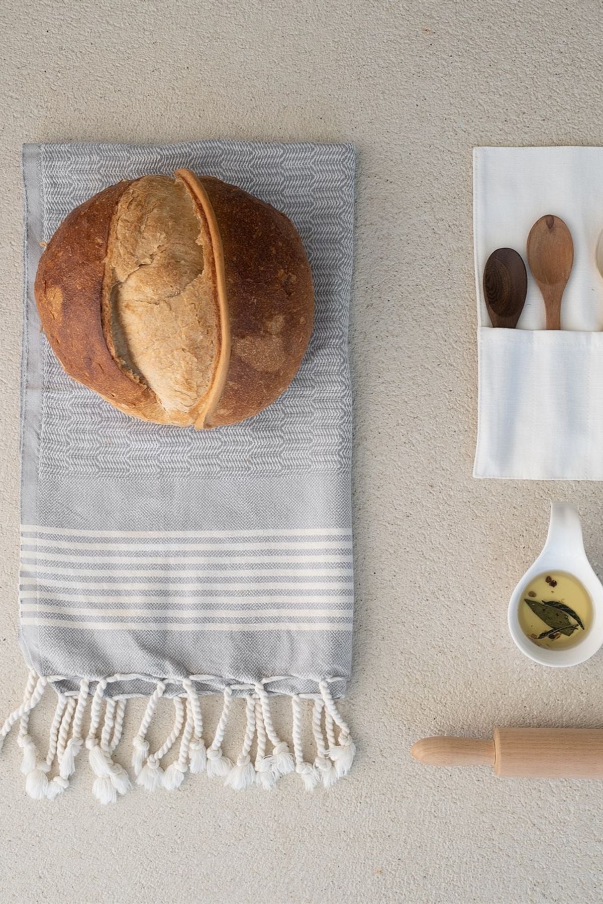 Stripe Tactile 2'li Havlu Seti Gri