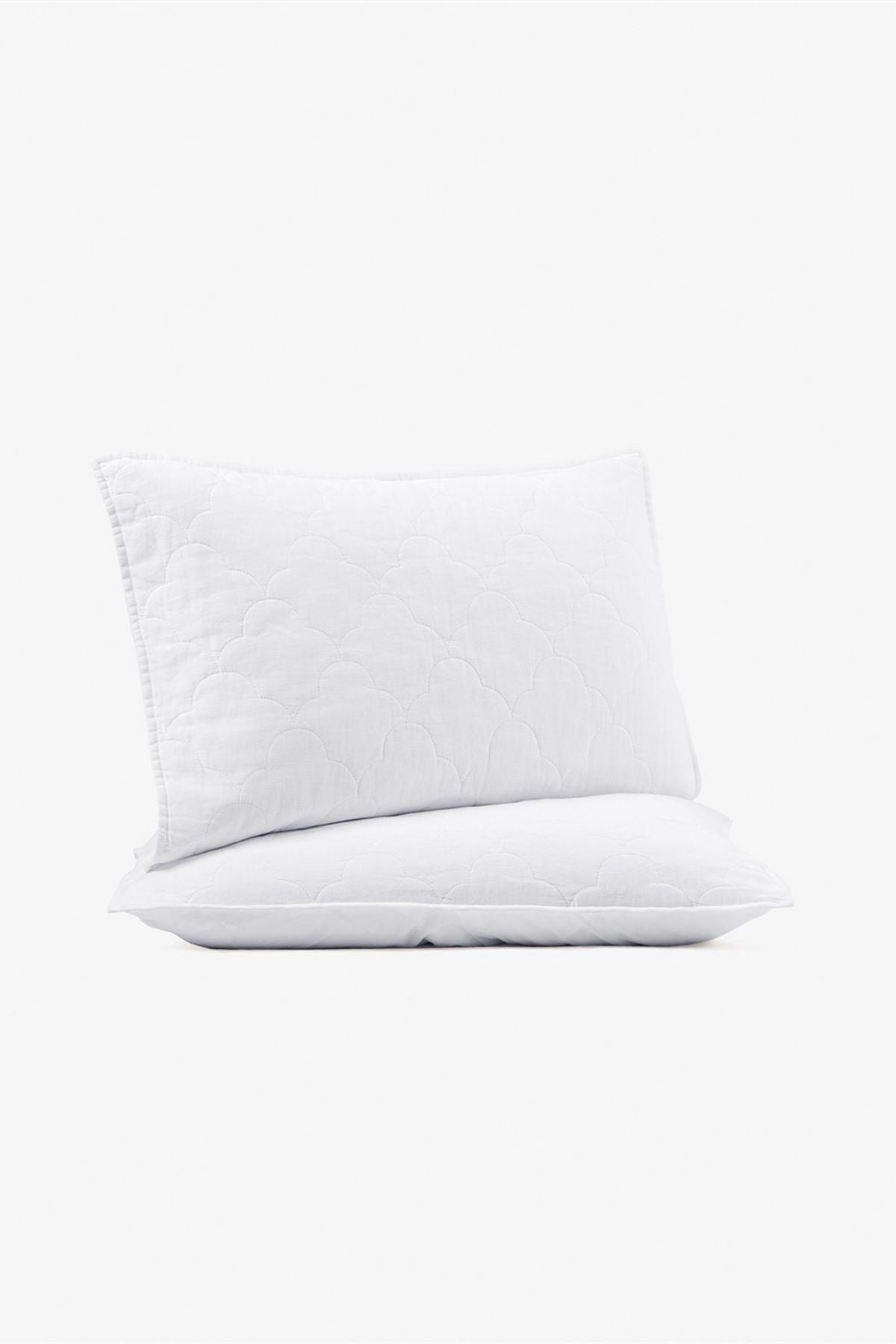 Washed Linen Kapitone Keten Yastık Kılıfı 2'li Set Beyaz