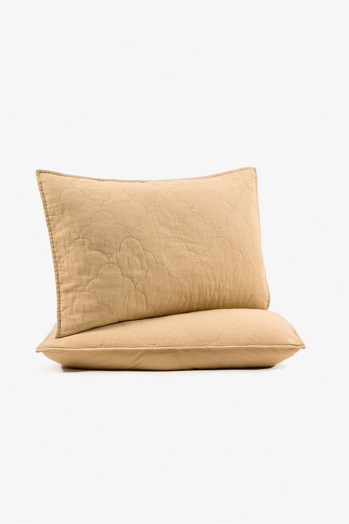 Washed Linen Kapitone Keten Yastık Kılıfı 2'li Set Sand