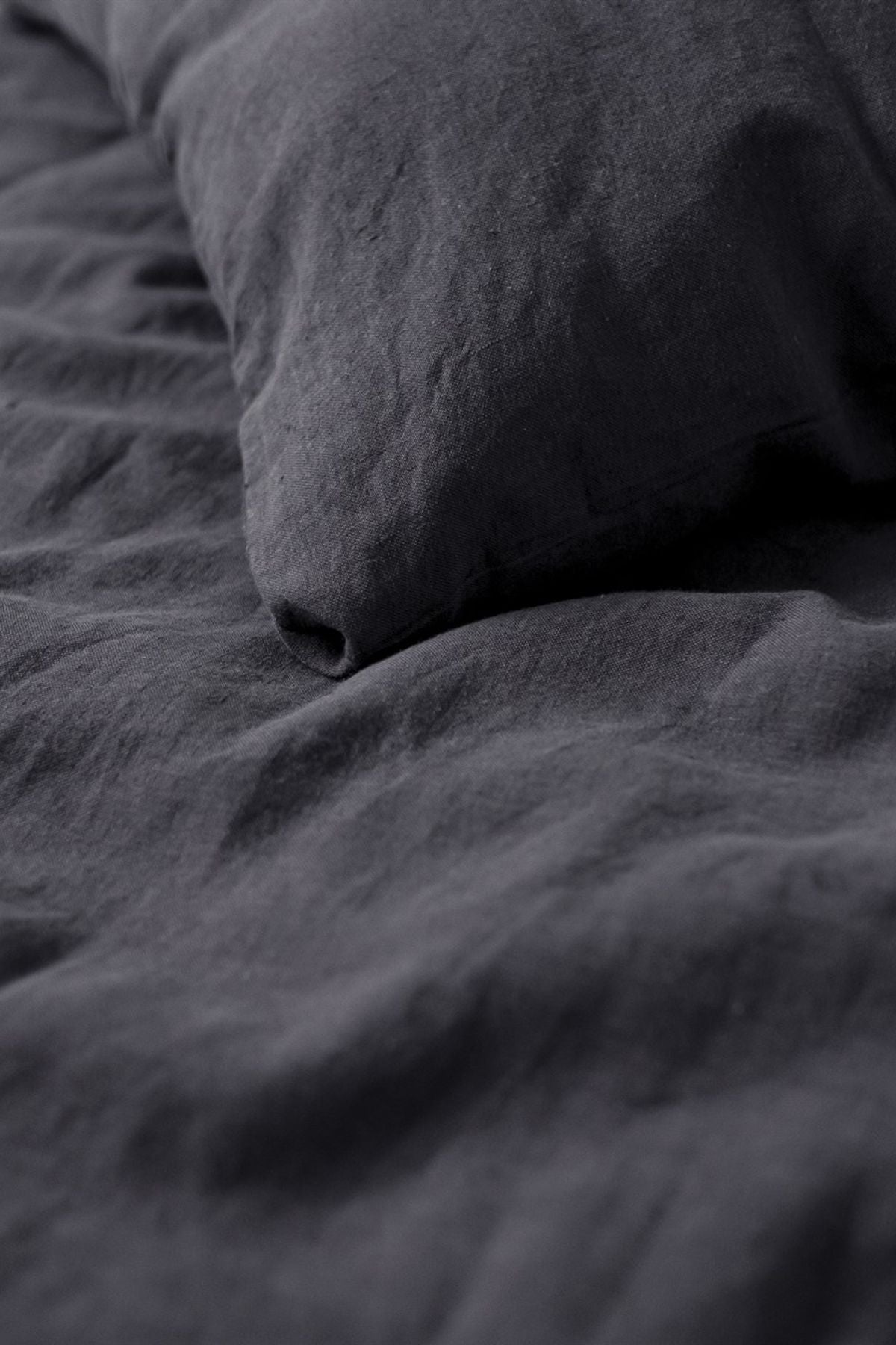 Washed Linen Keten Nevresim Antrasit